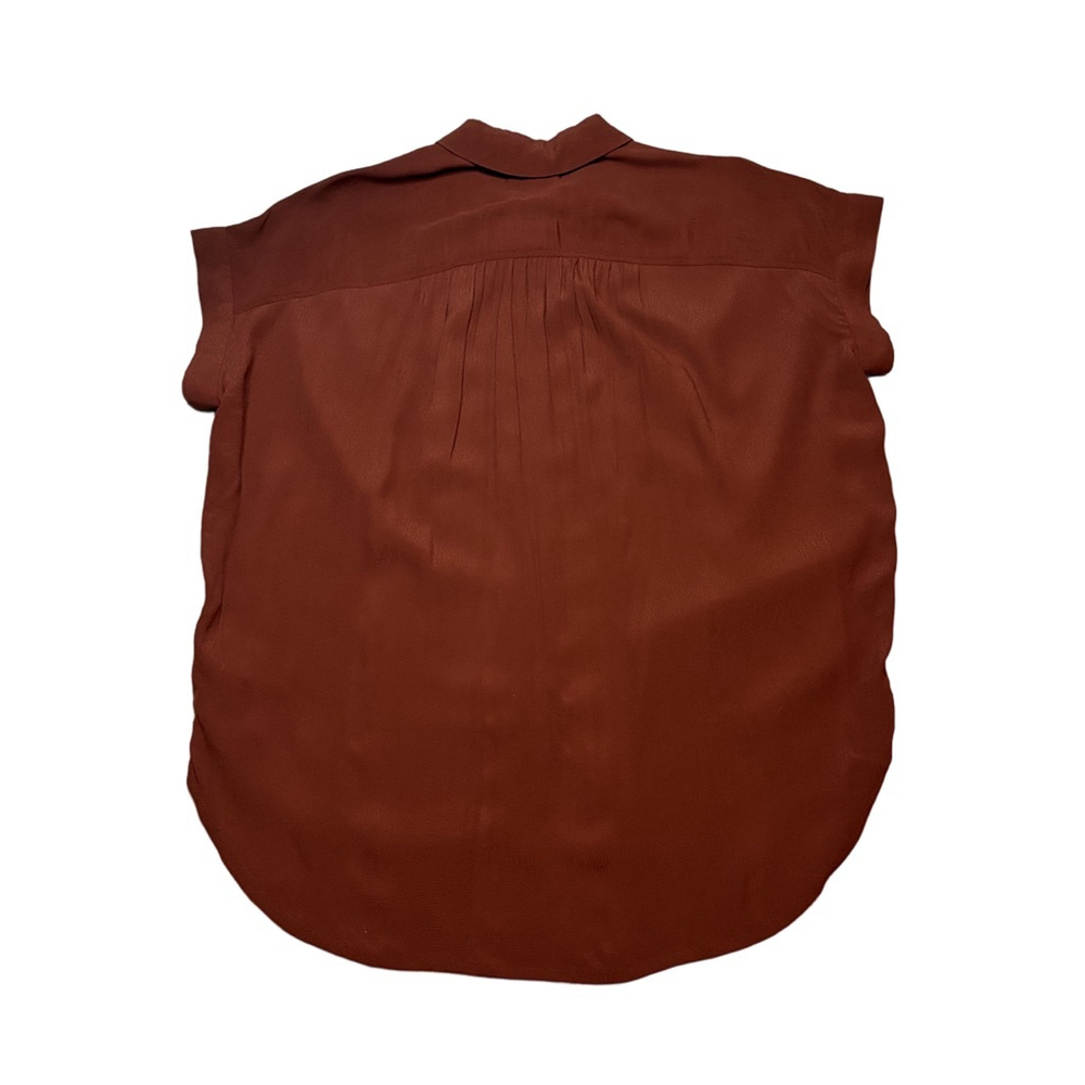 Madewell Superdray Oversized Button Front Viscose Shirt Rust Brown XS NWT - Picture 4 of 4